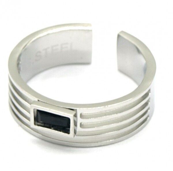 G-F17.3 R221-233S S.Catena ad anello in acciaio regolabile con zirconi neri