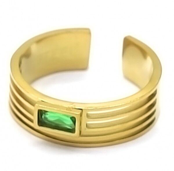 H-C5.4 R221-233G S.Catena ad anello in acciaio regolabile con zirconi cubici verdi