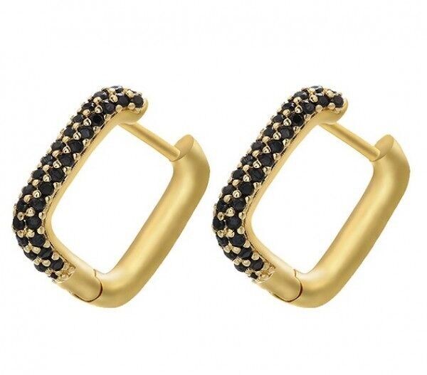H-C17.4 EC007-010G Orecchini in rame con zirconi neri 1.5cm
