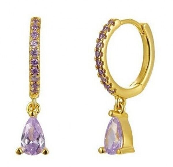 H-B19.2 EC007-001G Orecchini in rame con zirconi viola 2.3cm