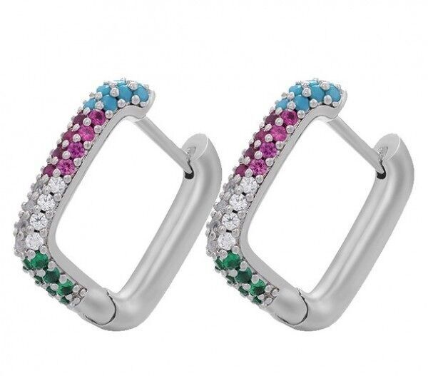 H-A18.1 EC007-010S Orecchini in rame con zirconi cubici Rainbow1.5cm