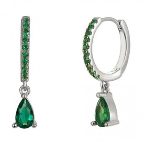 H-B18.4 EC007-001S Orecchini in rame con zirconi cubici verdi 2.3cm
