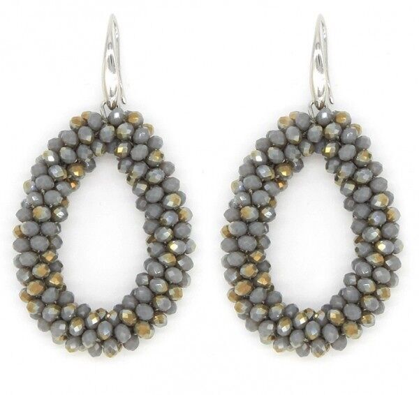 D-F14.2 E007-001 Perle di vetro sfaccettate 4.5x3.5cm Grigio-Oro