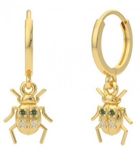 H-F3.3 EC007-035 Orecchini in rame a forma di scarabeo con zirconi cubici 2.5cm
