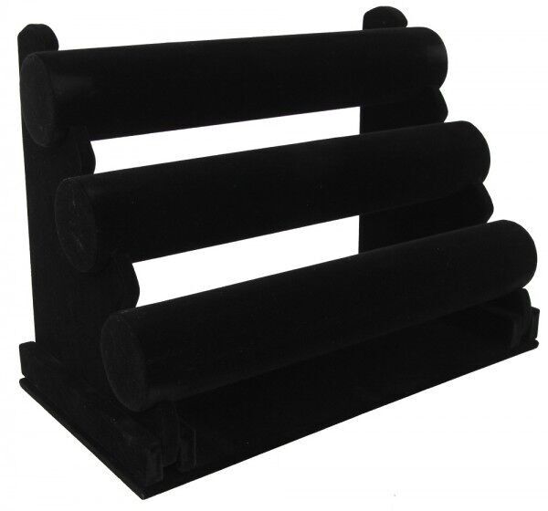 Z-E1.1 PK098 Espositore 3 strati in velluto 31x23x17cm Nero