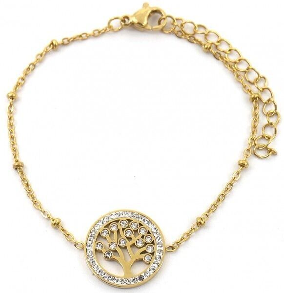 H-D18.3 B2020-001G S. Bracciale in Acciaio Cristalli Albero della Vita