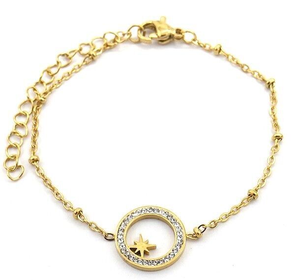 H-D4.4 B2020-002G S. Bracciale in Acciaio Stella Cristalli