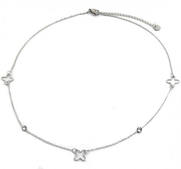 E-E6.1 N2275-010S S.Collana in acciaio con quadrifogli