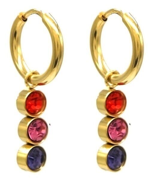 E-A19.4 E2275-010G S. Orecchini in acciaio e cristalli 1.2x2.4 cm