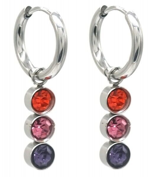 E-A6.1 E2275-010S S. Orecchini in acciaio e cristalli 1.2x2.4 cm