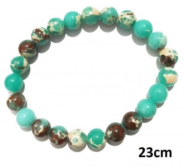 G-A19.5 B2294-007 Bracciale elastico in pietra serpentina da 8 mm - 23 cm