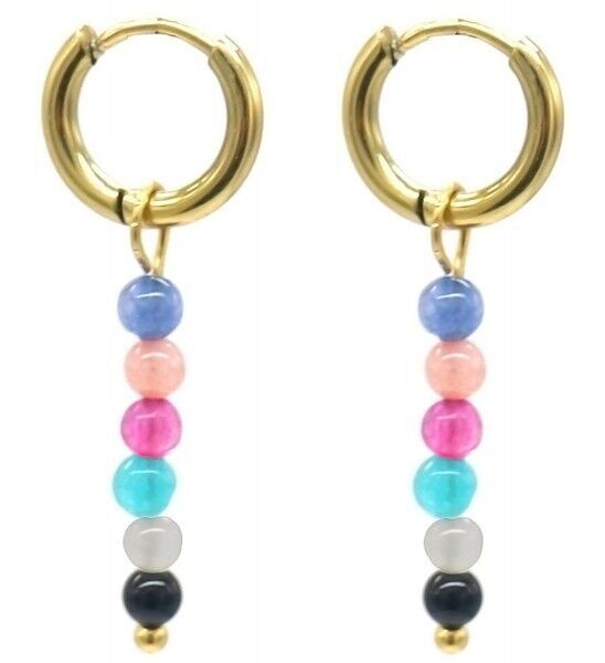 H-D7.5 E2275-009G S.Orecchini in acciaio da 10 mm con pietre da 3 cm