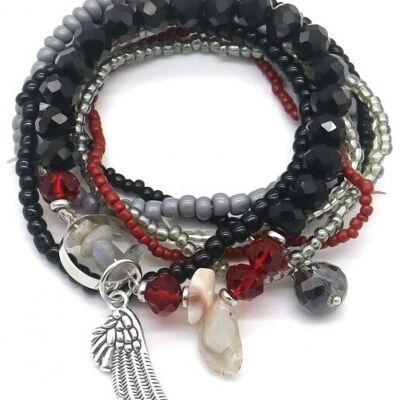 D-A2.3 B1644-036 Bracelet Set Feather Black