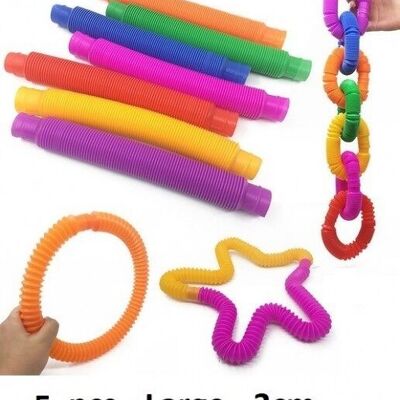 Z-E2.1 T2130-007 Wacky Tube Large 3 cm - Couleurs mélangées - 5 pièces