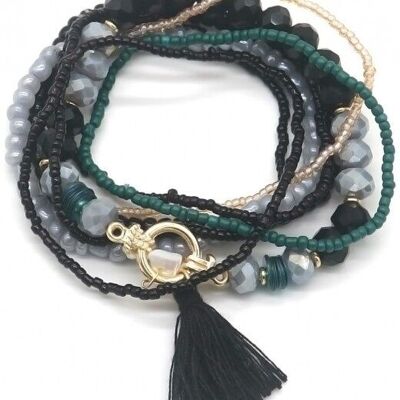D-C16.3 B1644-038 Bracelet Set Tassel Black