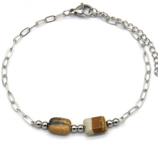 D-A19.1 B062-021S S.Bracciale in acciaio con pietre marroni