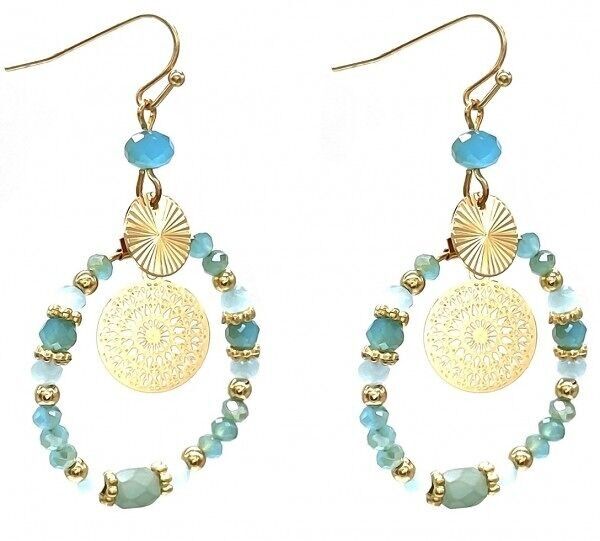 F-A2.1 E1660-003 Orecchini Perle di vetro 5x3cm Blu