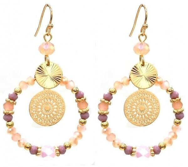 F-A8.1 E1660-003 Orecchini Perle di vetro 5x3cm Rosa