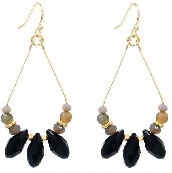 F-F20.4 E1660-017 Orecchini Perle di vetro 5x2cm Nero