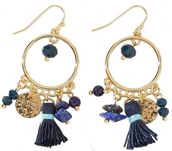 F-C3.2 E1660-011 Orecchini Nappe 5x2cm Blu