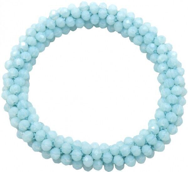 B-C24.1 B007-001 Braccialetto Perle di Vetro Azzurro Chiaro