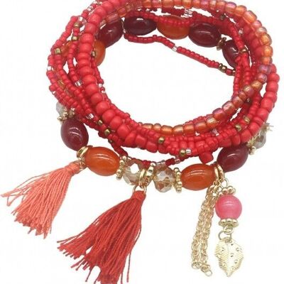 J-F7.1 B1661-010 Bracelet Set Tassels Red