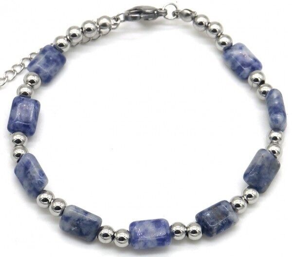 I-A18.1 B062-009S S. Bracciale in acciaio con pietra blu punteggiata