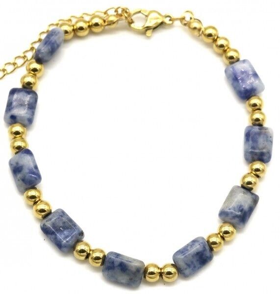 H-A17.1 B062-009G S.Bracciale in acciaio con pietra blu punteggiata