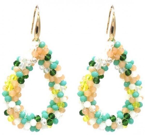 B-C3.2 E007-001 Perle di vetro sfaccettato 4.5x3.5cm Multi