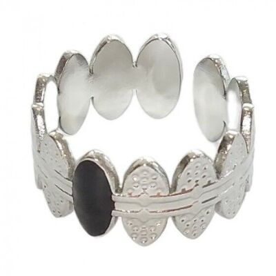 H-A20.5 R221-228 S.Anello in acciaio regolabile argento-nero