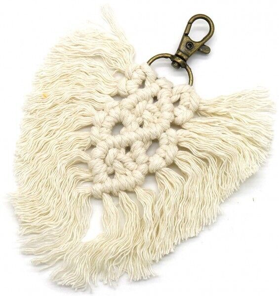 E-F11.1 KY042-001 Portachiavi in corda intrecciata 12 cm Beige