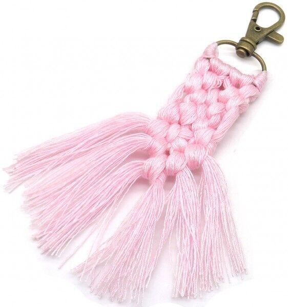 F-C9.1 KY042-030 Portachiavi in corda intrecciata 11 cm rosa