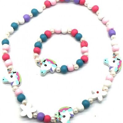 S-A2.1 NB622-002 Kids Jewelry Set Wood Unicorn