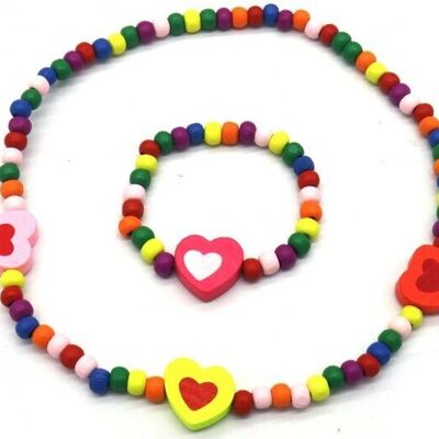 S-E2.3 NB622-003 Kids Jewelry Set Wood Hearts