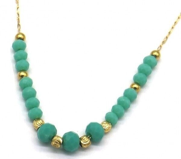 D-C5.2 N623-001D S.Collana in acciaio e vetro 39-44cm blu