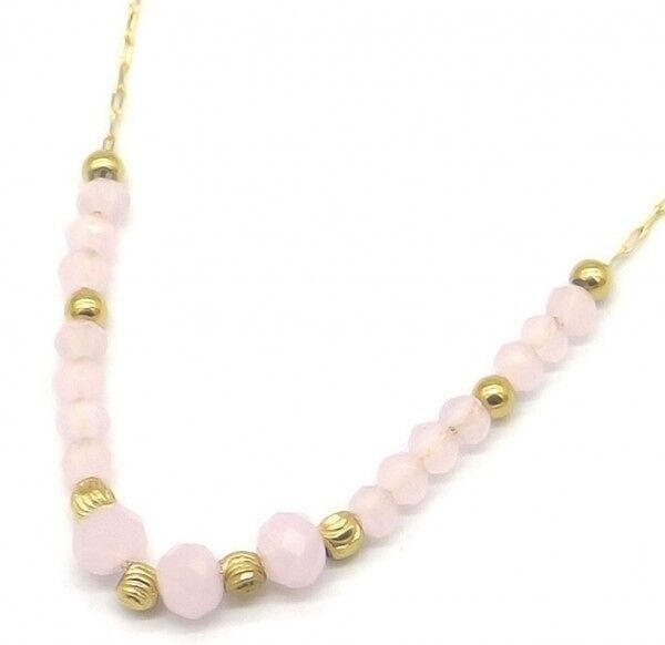 D-C6.3 N623-001C S.Collana in acciaio e vetro 39-44cm rosa