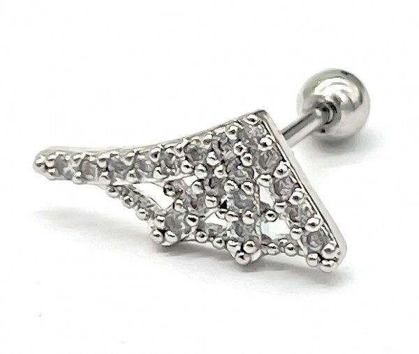 C-B7.1 E620-013S S.Piercing all'orecchio in acciaio 316L con zirconi cubici da 8 mm