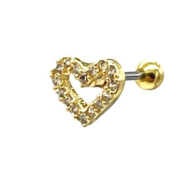 C-D20.1 E620-018G S.Piercing all'orecchio in acciaio 316L con zirconi cubici da 8 mm