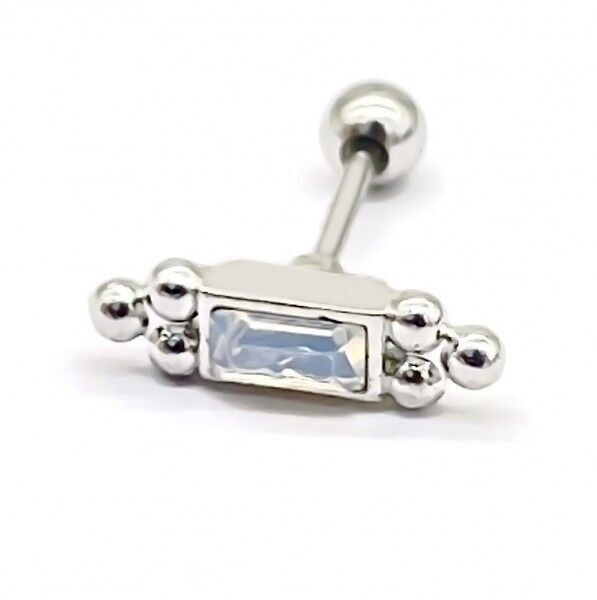 Si-F7.5 E620-014S S.Piercing all'orecchio in acciaio 316L con zirconi cubici da 11 mm