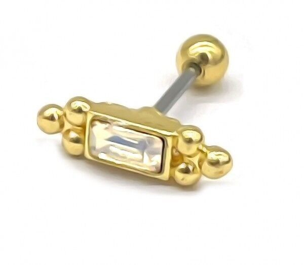 B-F4.5 E620-014G S.Piercing all'orecchio in acciaio 316L con zirconi cubici da 11 mm