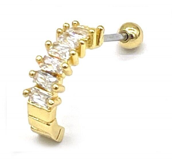 C-A20.4 E620-012G S.Piercing all'orecchio in acciaio 316L con zirconi cubici da 11 mm