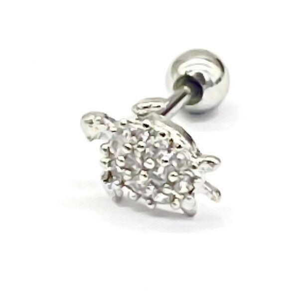 C-C20.3 E620-015S S.Piercing all'orecchio in acciaio 316L con zirconi cubici da 7 mm