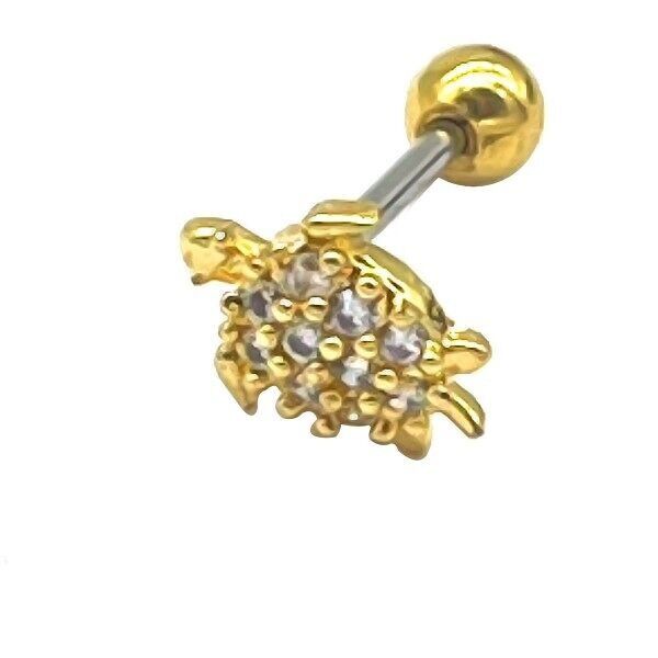 C-C17.3 E620-015G S.Piercing all'orecchio in acciaio 316L con zirconi cubici da 7 mm