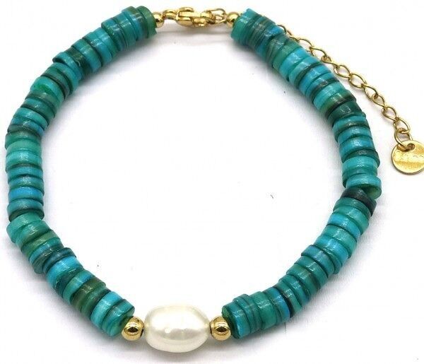 A-B18.5 B626-003 S.Bracciale in acciaio Conchiglie-Perla Blu