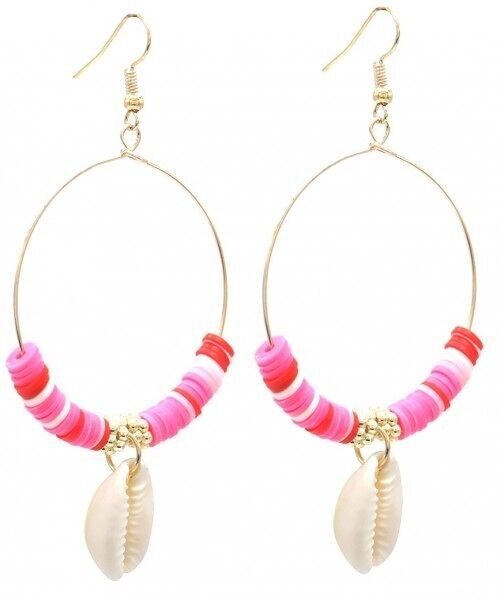 H-E16.1 E536-112 Orecchini Conchiglia 8x4.5 cm Rosa