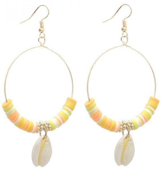 H-F3.2 E536-112 Orecchini Conchiglia 8x4.5 cm Giallo