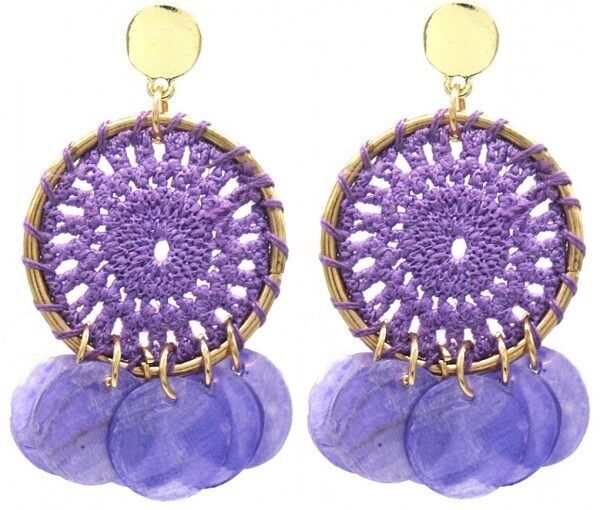 D-A3.2 E536-121 Orecchini intrecciati 5.5x3cm Viola