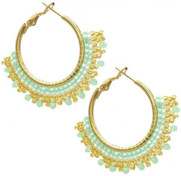 I-A8.3 E221-489 S. Orecchini in acciaio e perle di vetro 4.5 cm Blu