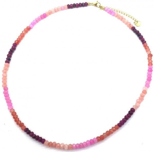 F-A22.3 N221-329 n. 2 S.Collana in acciaio e pietre 39-45 cm