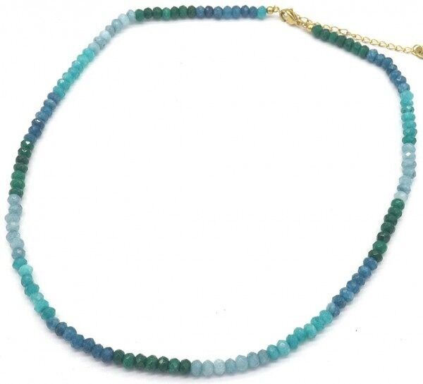 F-A3.2 N221-329 n. 4 S.Collana in acciaio e pietre 39-45 cm